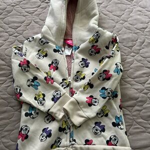 Disney Minnie Zip-Up Hoodie in Cream with Pink and Blue Accents